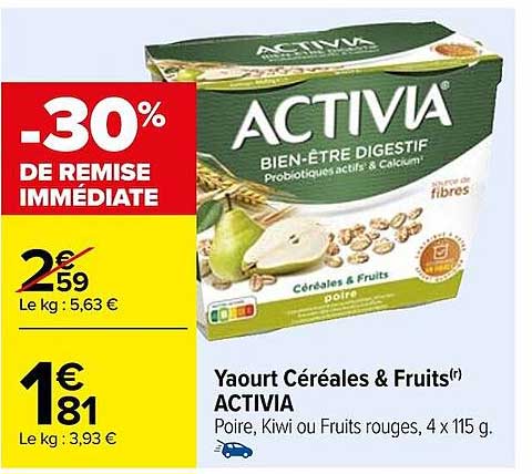 Yaourt Céréales & Fruits Activia
