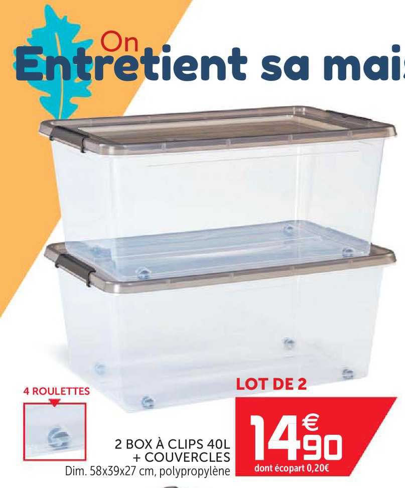 2 Box à Clips 40l + Couvercles