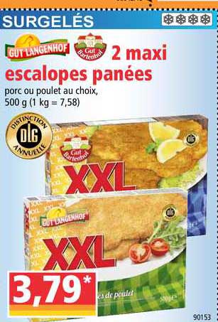 2 maxi escalopes panées gut langenhof