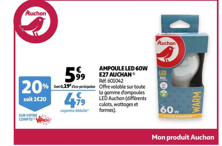 Ampoule Led 60w E27 Auchan