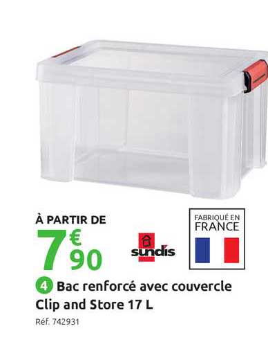 bac renforcé avec couvercle clip and store 17 l sundis