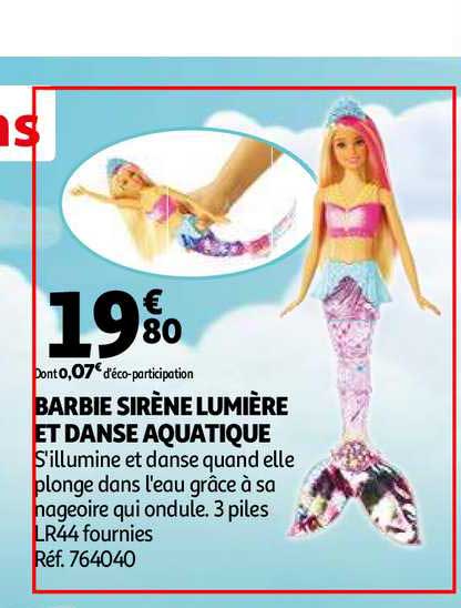 barbie sirène lumière et danse aquatique