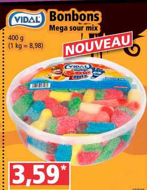 bonbons mega sour mix vidal