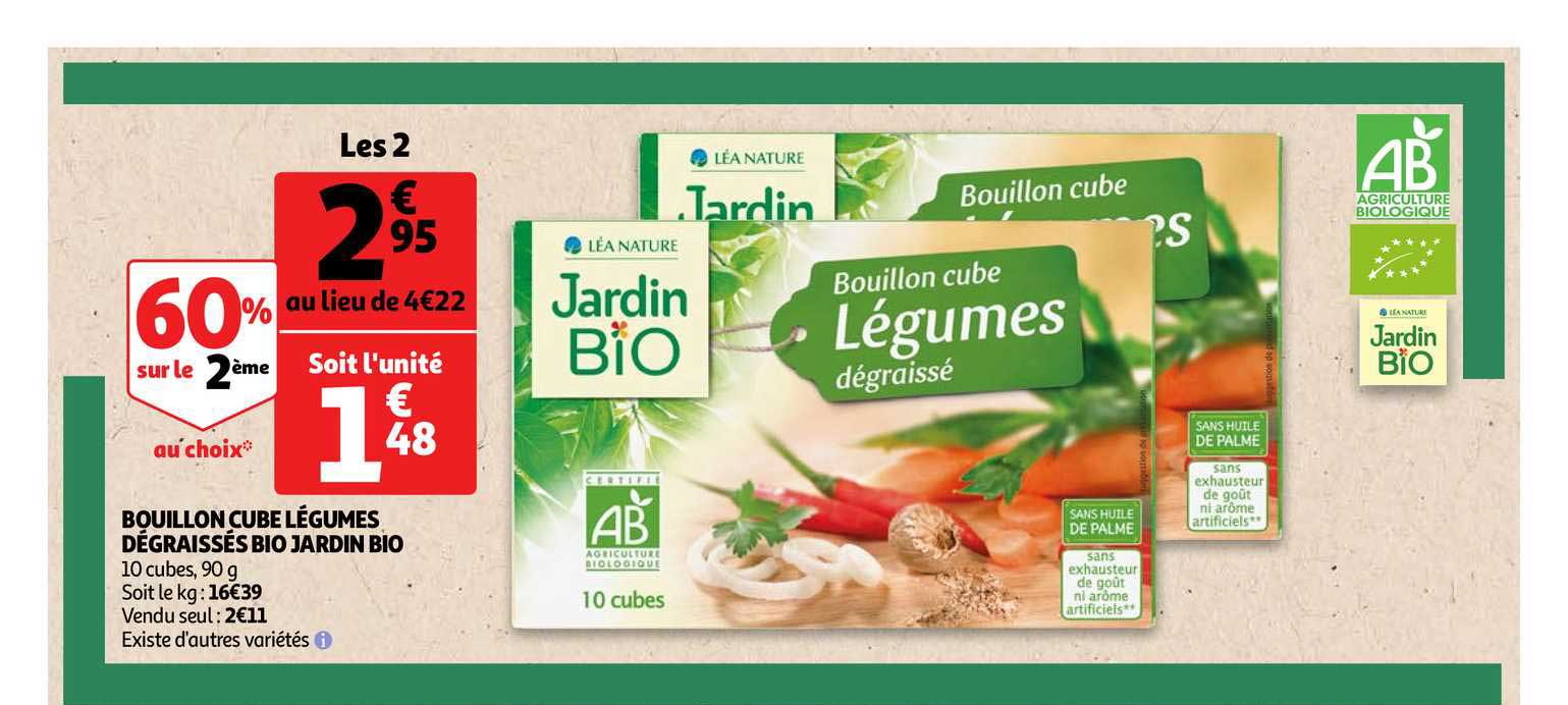 Bouillon Cube Légumes Dégraissé Bio Jardin Bio 60% Sur Le 2ème Au Choix