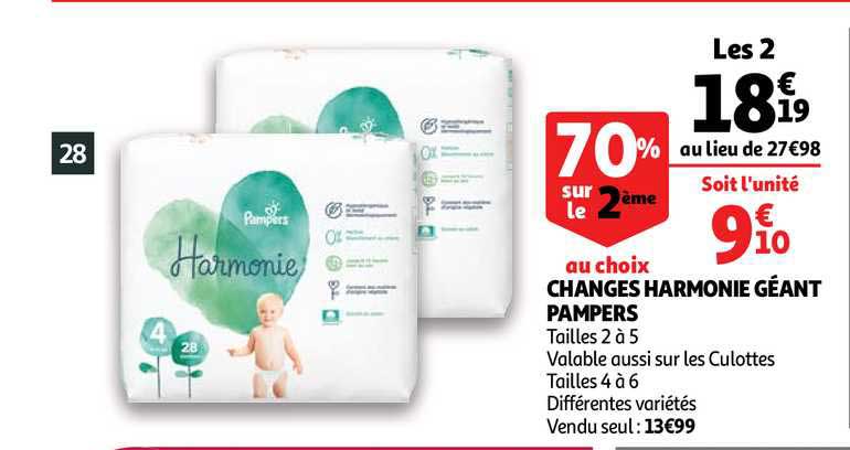Changes Harmonie Géant Pampers 70% Sur Le 2ème Au Choix