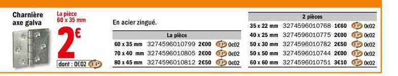 charnière axe galva