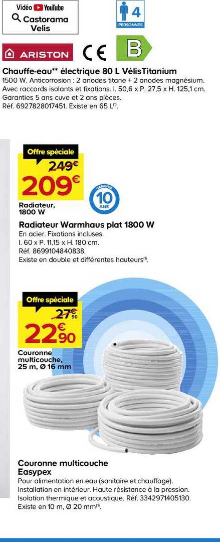 chauffe eau électrique 80 l vélis titanium