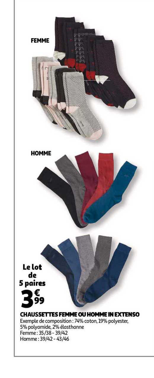 chaussettes femme ou homme in extenso