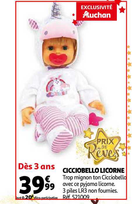 cicciobello licorne prix de rêves