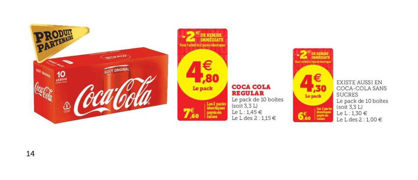 coca cola regular existe aussi en coca cola sans sucres