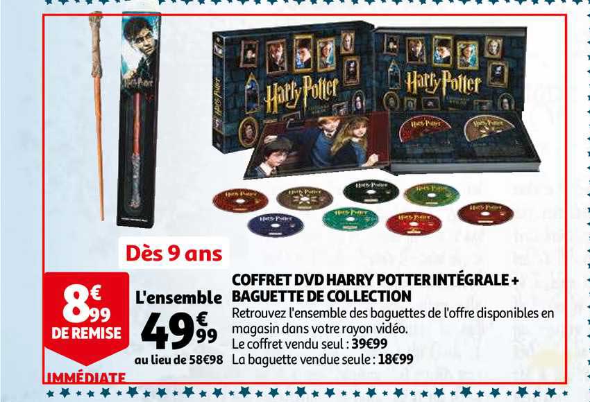 coffret dvd harry potter intégrale + baguette de collection