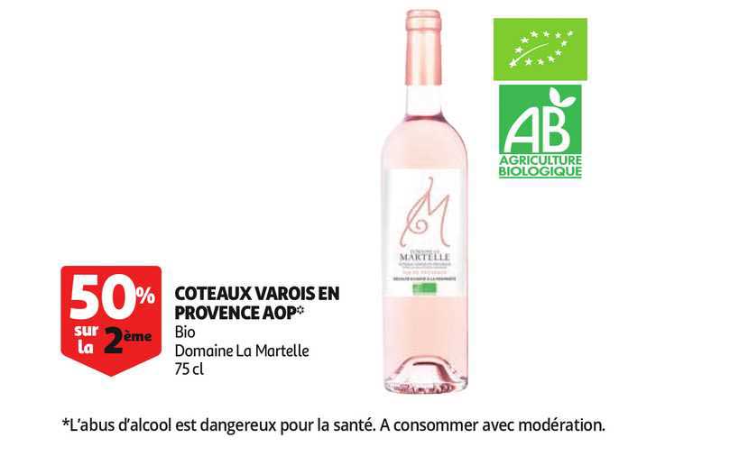 coteaux varois en provence aop bio domaine la martelle 50% sur le 2e