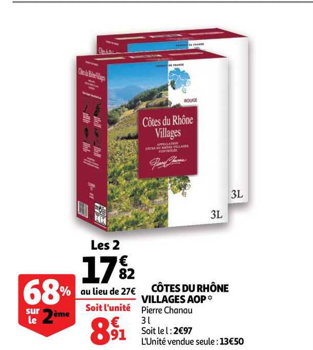 côtes du rhône villages aop pierre chanau 68% sur le 2ème