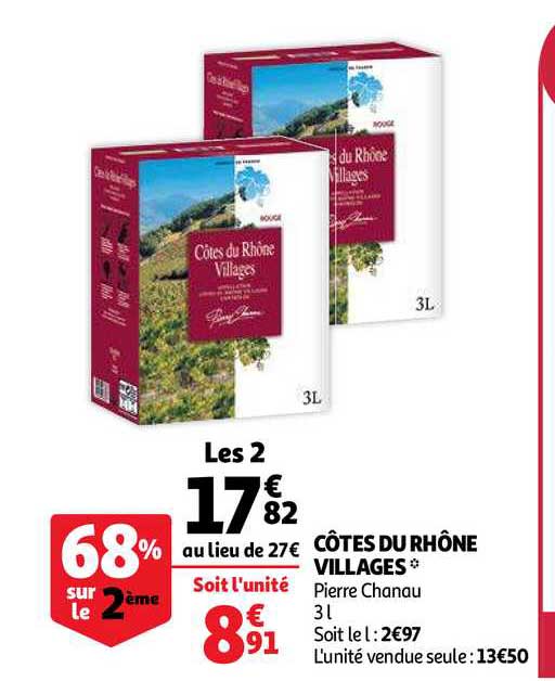 côtes du rhône villages pierre chanau 68% sur le 2ème