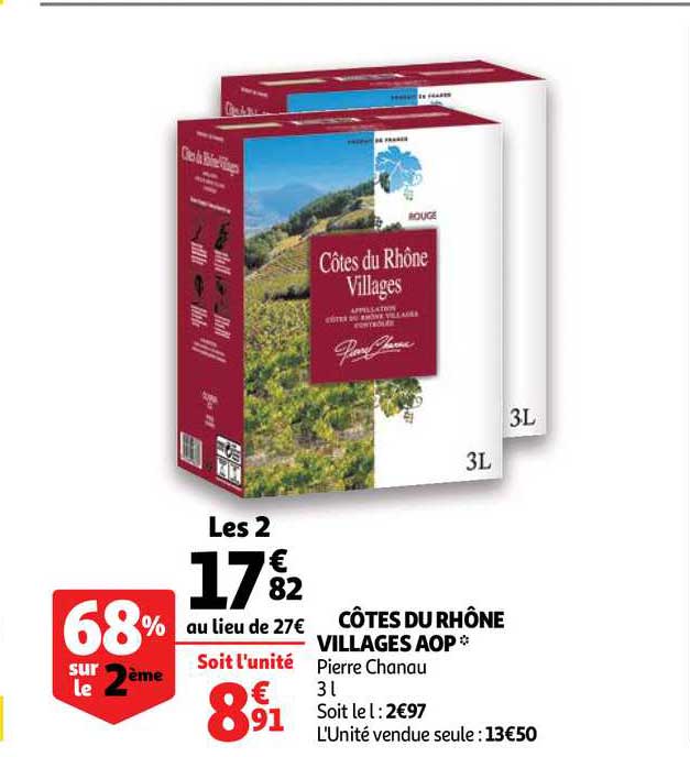 côtes du rhônes villages aop pierre chanau 68% sur le 2ème
