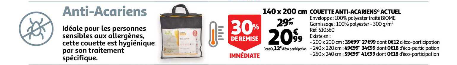 couette anti acariens actuel 30% remise immédiate