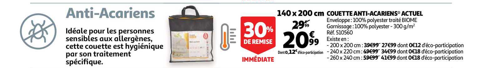 couette anti acariens actuel