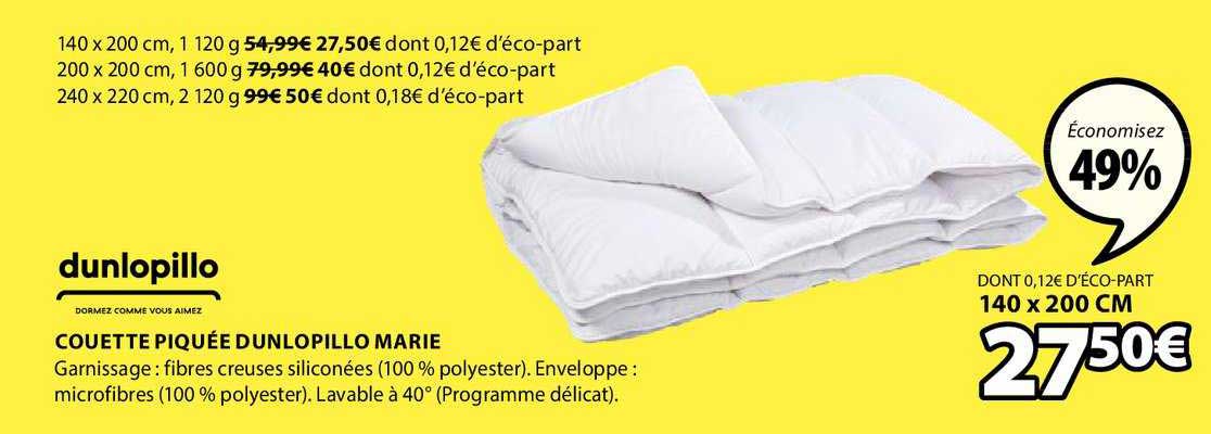 couette piquée dunlopillo marie