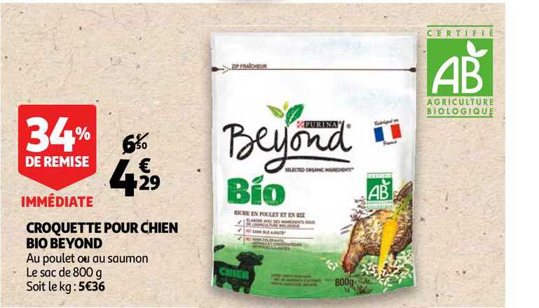 croquette pour chien bio beyond 34% remise immédiate