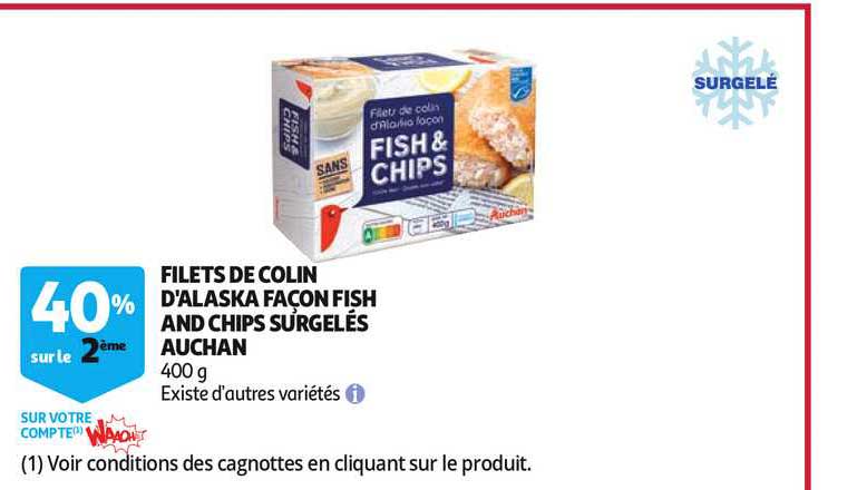 Filets De Colin D'alaska Façon Fish And Chips Surgelés Auchan 40% Sur Le 2ème