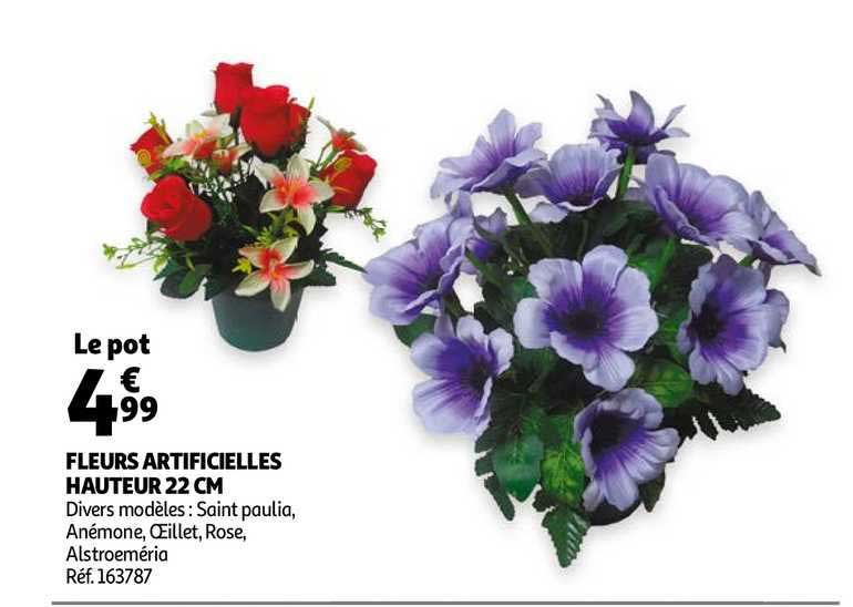 fleurs artificielles hauteur 22 cm