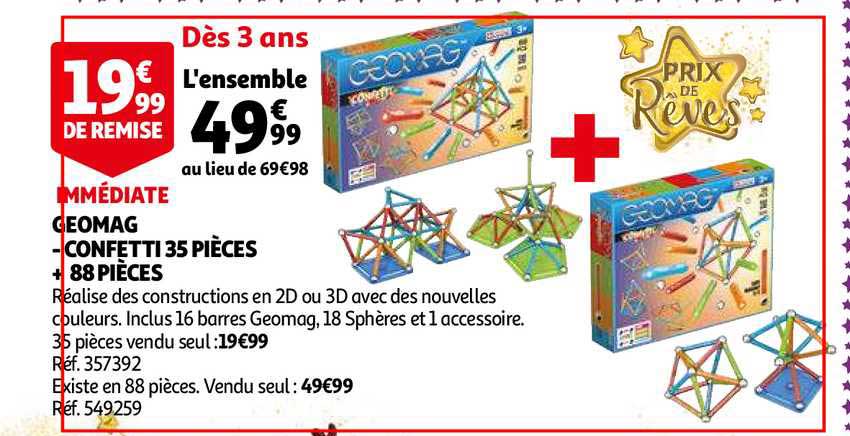 geomag confetti 35 pièces + 88 pièces