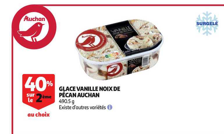Glace Vanille Noix De Pécan Auchan 40% Sur Le 2e Au Choix