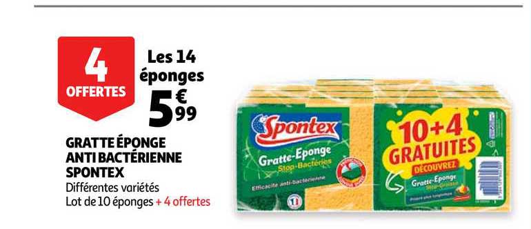 gratte éponge anti bactérienne spontex