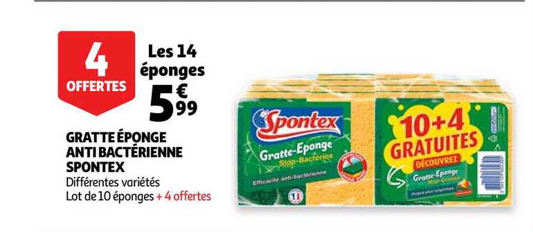 gratte éponge anti bactérienne spontex
