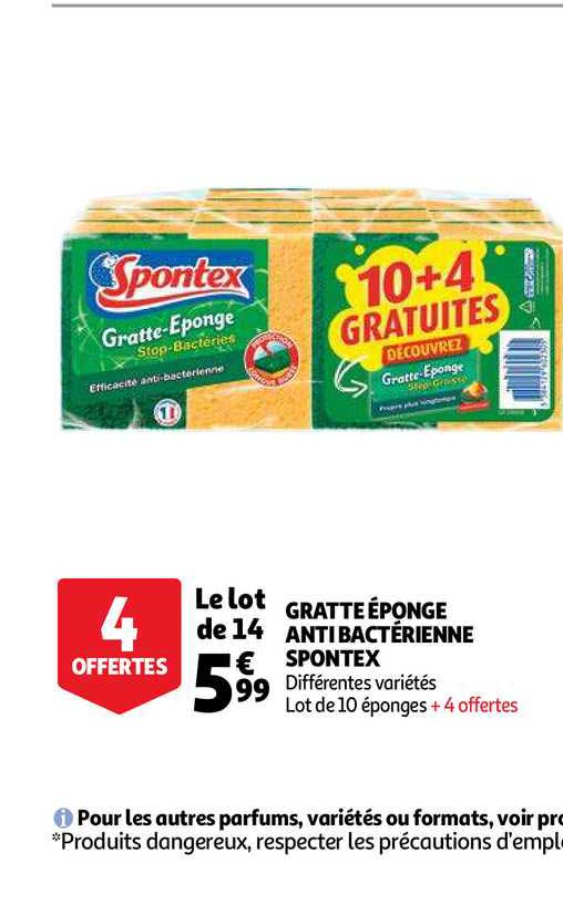 gratte éponge anti bactériennes spontex