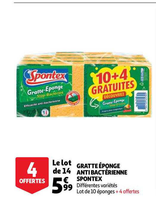 gratte éponge antibactiérienne spontex