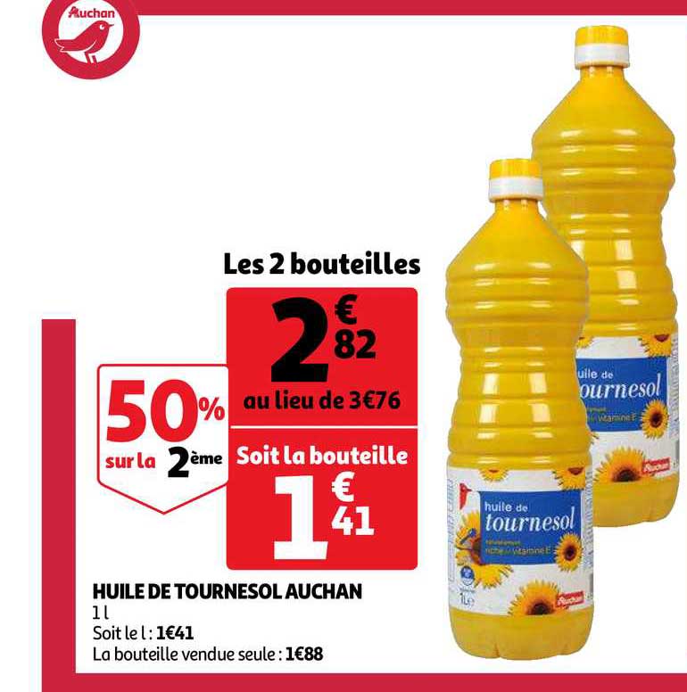 Huile De Tournesol Auchan 50% Sur La 2ème