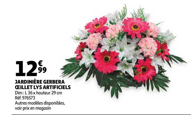 jardinière gerbera œillet lys artificiels