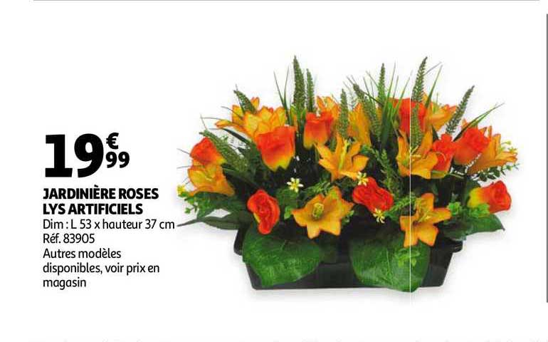 jardinière roses lys artificiels