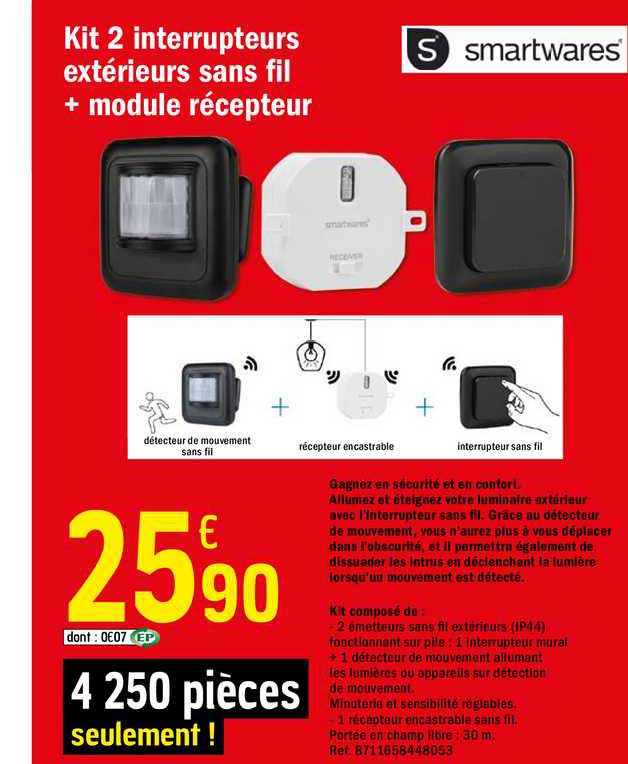 kit 2 interrupteurs extérieurs sans fil + module récepteur