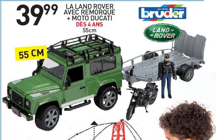 la land rover avec remorque + moto ducati bruder