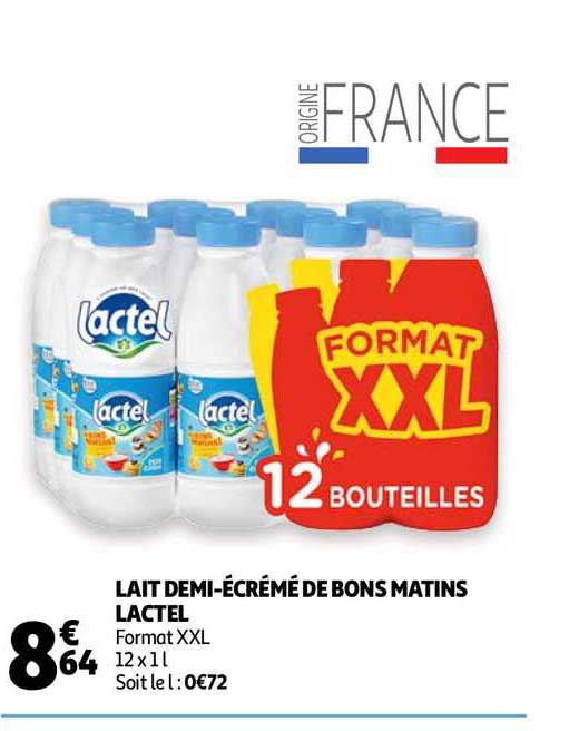 lait demi écrémé de bons matins lactel