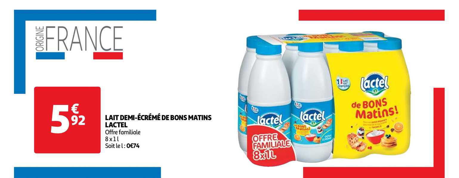 lait demi écrémé de bons matins lactel