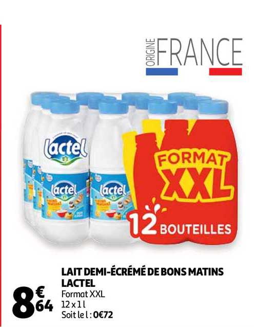 lait demi écrémé de bons matins lactel