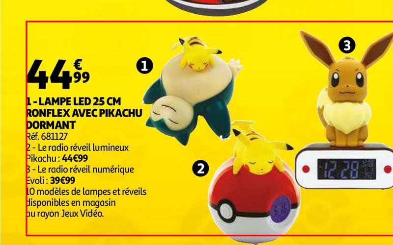 lampe led 25 cm ronfelx avec pikachu dormant