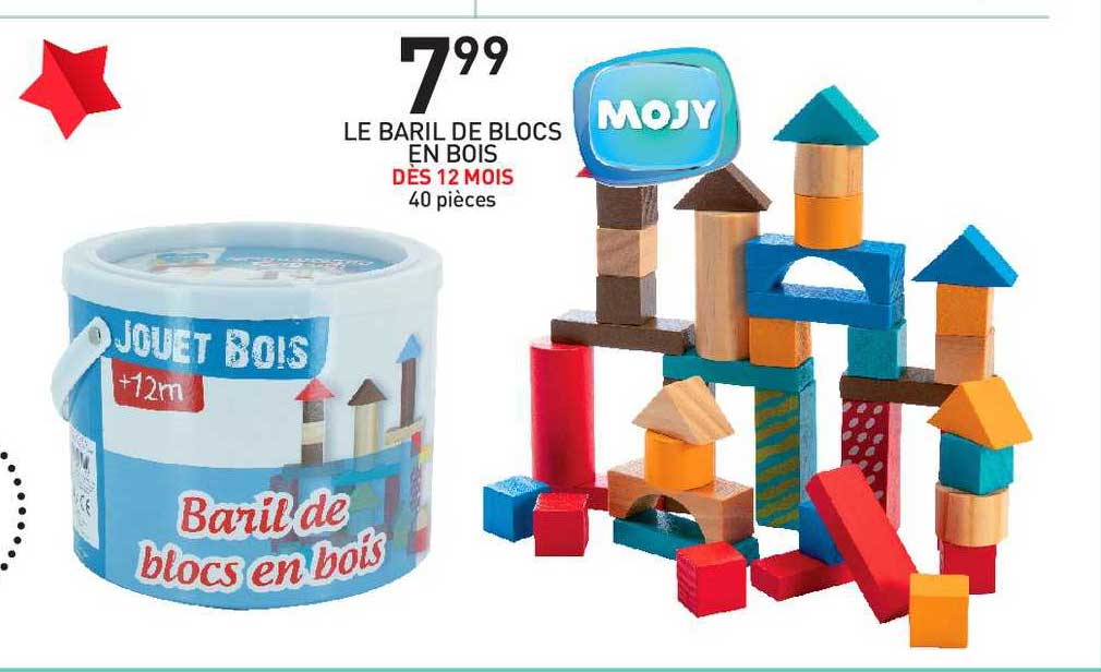le baril de blocs en bois mojy