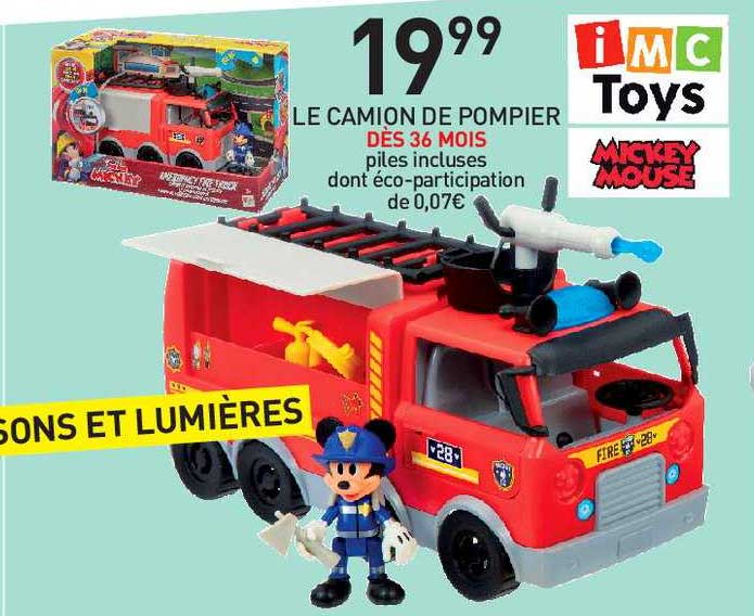 le camion de pompier imc toys mickey mouse