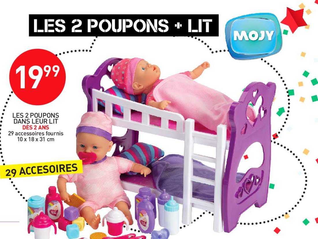 les 2 poupons dans leur lit mojy