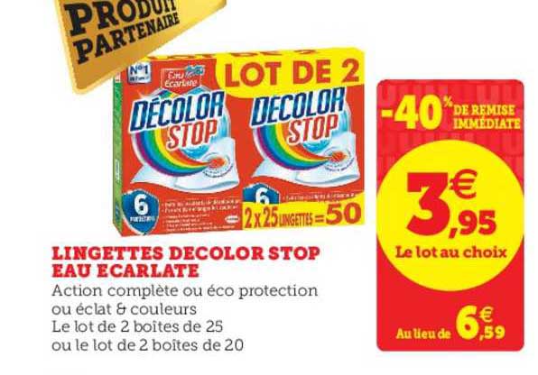 lingettes decolor stop eau ecarlate -40% de remise immédiate