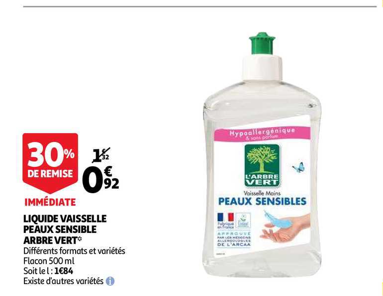 liquide vaisselle peaux sensible arbre vert 30% de remise immédiate