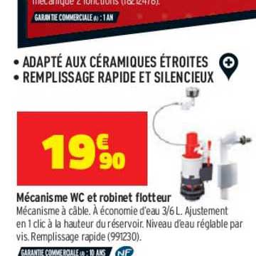 mécanisme wc et robinet flotteur