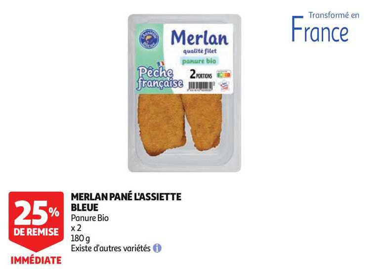 merlan pané l'assiette bleue 25% de remise immédiate