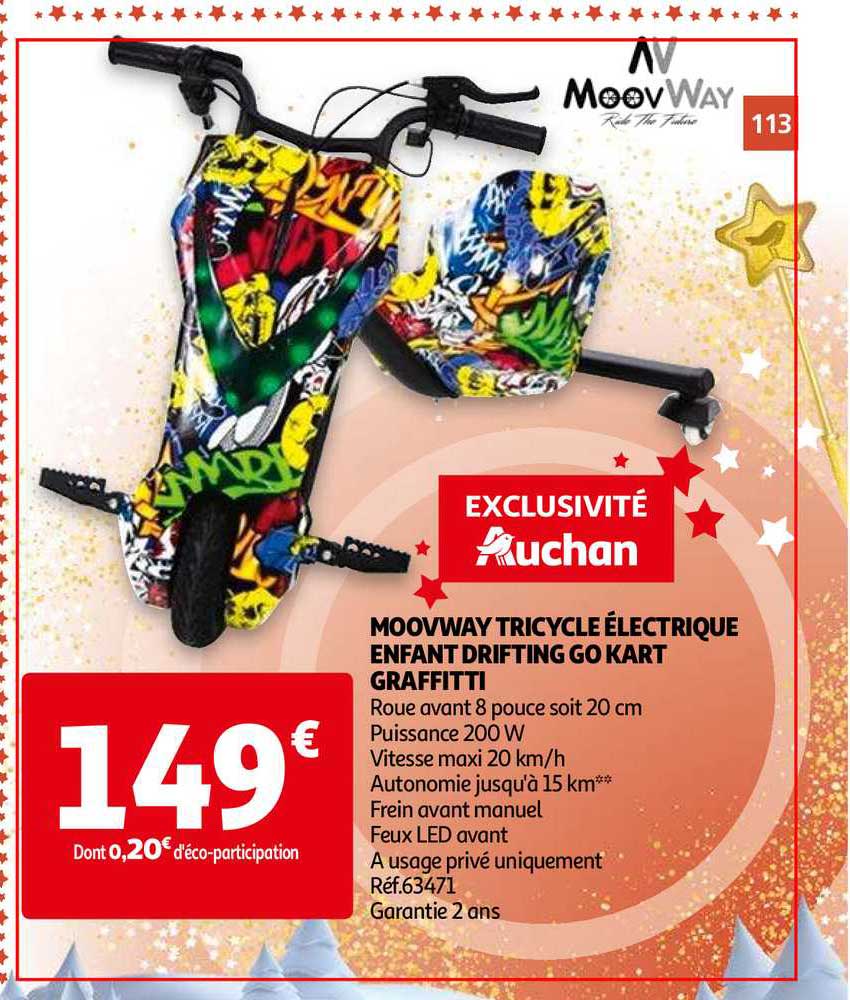 moovway tricycle électrique enfant drifting go kart graffitti