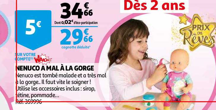 nenuco à mal à la gorge