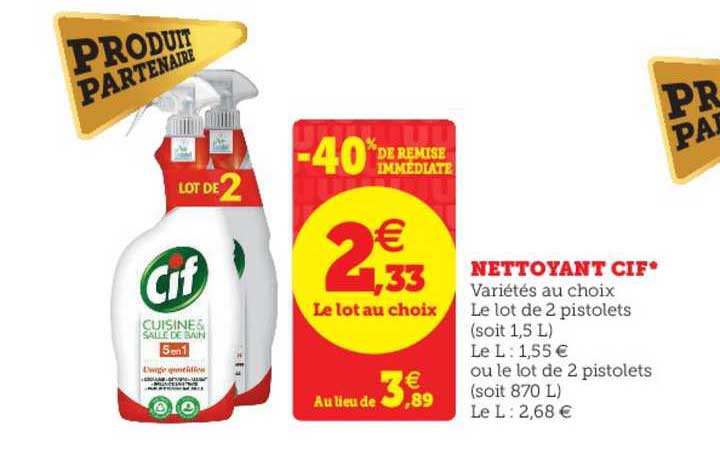 Nettoyant Cif -40% De Remise Immédiate